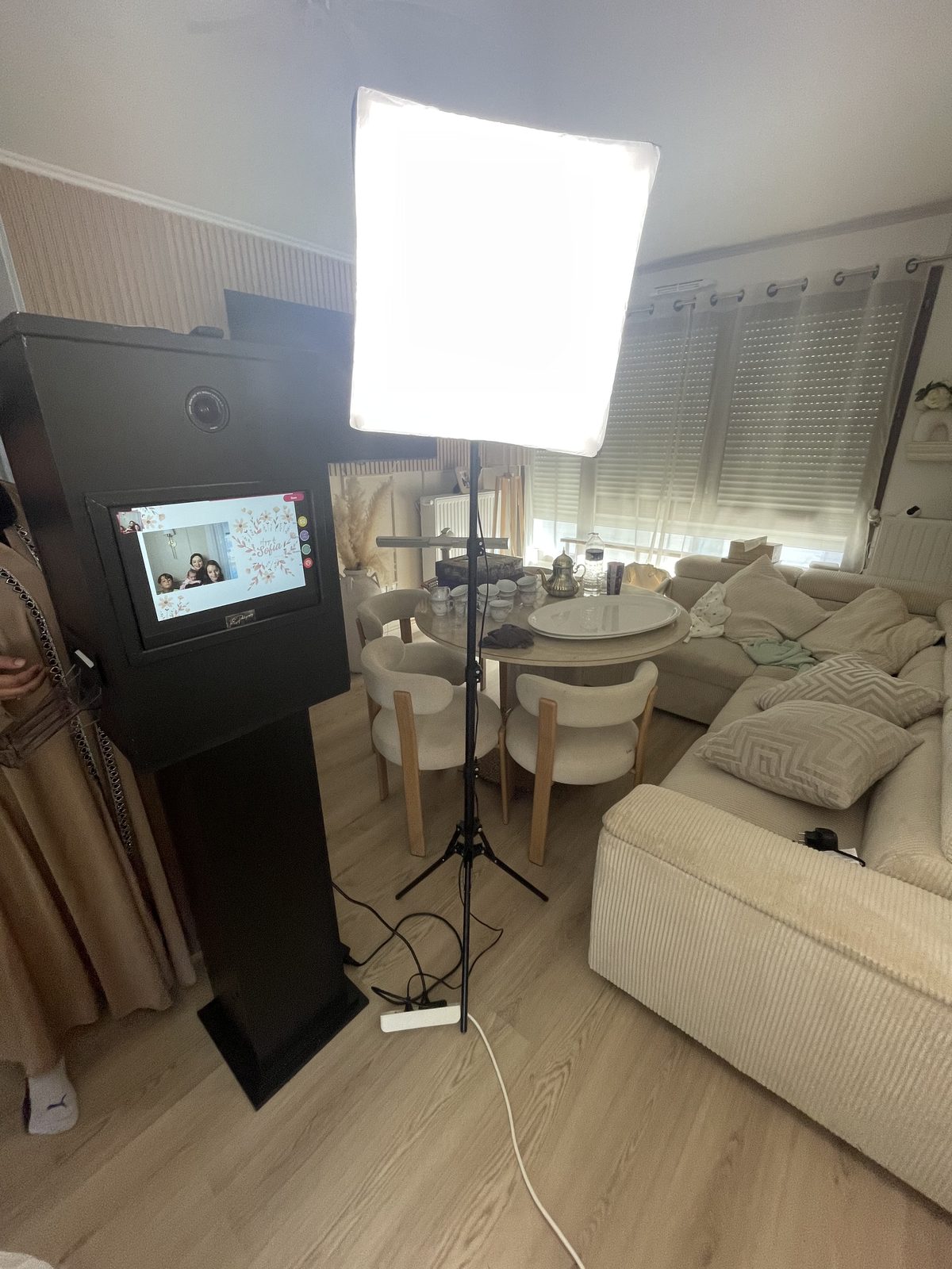 Installation d'un photobooth avec éclairage professionnel